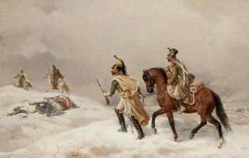 Soldiers in a Winter Landscape Artwork by Niels Simonsen