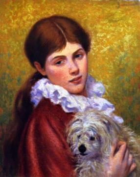Woman With Dog Artwork by Federico Zandomeneghi