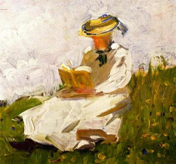 Woman Reading in a Meadow Artwork by Franz Marc