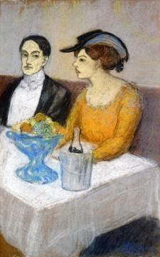 Man and Woman a the Table: Angel Fernandez de Soto and his Friend Artwork by Pablo Picasso