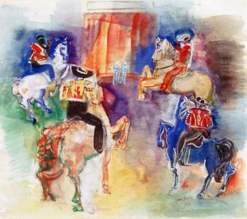 High Riding School Artwork by Jean Dufy