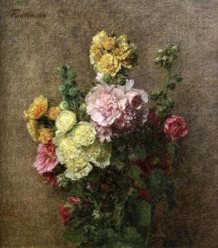 Hollyhocks without Vase Artwork by Henri Fantin-Latour