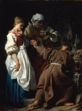 Brother Luce, the Hermit, with the Widow and her Daughter Artwork by Pierre Subleyras