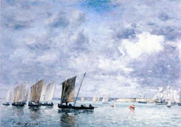 Camaret, Fishing Boats Artwork by Eugène-Louis Boudin