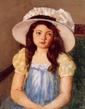 Francoise Wearing a Big White Hat Artwork by Mary Cassatt