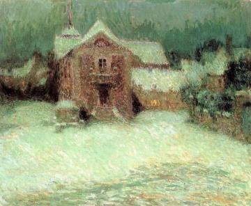 Plaza Under Snow, Gerberoy Artwork by Henri Le Sidaner