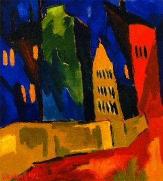 Houses At Night Artwork by Karl Schmidt Rottluff