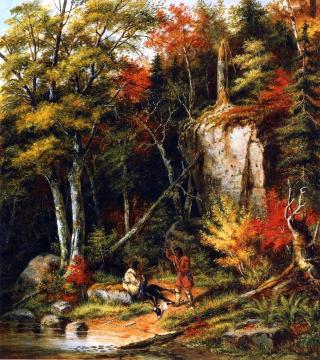 Indian Hunters On The St. Maurice River Artwork by Cornelius Krieghoff