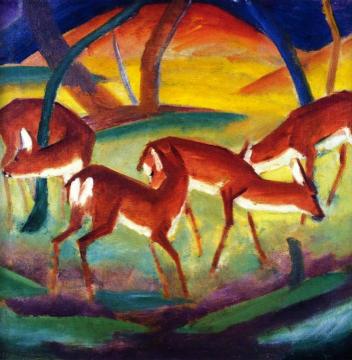Red Deer I Artwork by Franz Marc
