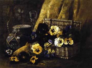Basket of Pansies Artwork by Claude Raguet Hirst