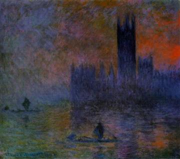 Houses of Parliament, Fog Effect Artwork by Claude Oscar Monet