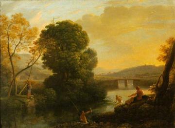 A Pastoral River Landscape With Fishermen Artwork by Claude Lorrain