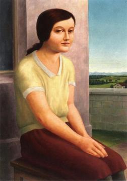 Seated Girl Artwork by Georg Schrimpf