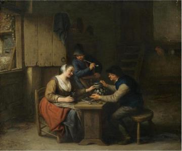 A Tavern Interior With Three Boors Artwork by Adriaen van Ostade