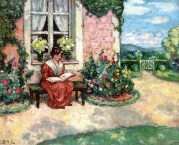 Woman Seated On A Bench In The Garden Artwork by Georges D'espagnat