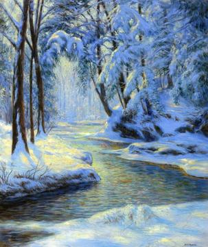Snowy Landscape with Brook Artwork by Walter Launt Palmer