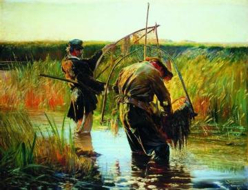 Wading fishermen Artwork by Leon Jan Wyczolkowski