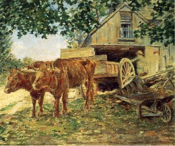 Oxen Artwork by Theodore Robinson