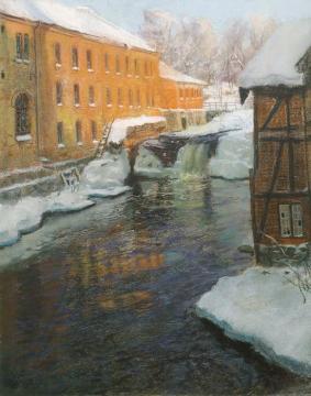 Winter in Akerselven Artwork by Fritz Thaulow