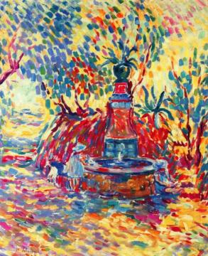 Saint-Tropez, Girls at a Fountain Artwork by Henri Lebasque