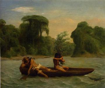 Two Indians In A Canoe Artwork by Francois-Auguste Biard