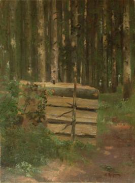 Pile of wood in the forest Artwork by Adolf Kaufmann