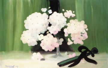 Still Life Of Flowers And A Fan Artwork by James Stuart Park