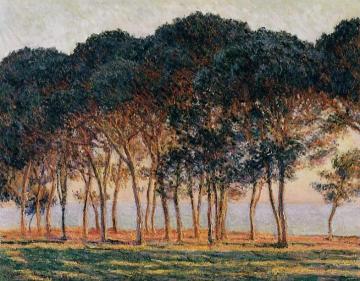 Under the Pine Trees at the End of the Day Artwork by Claude Oscar Monet
