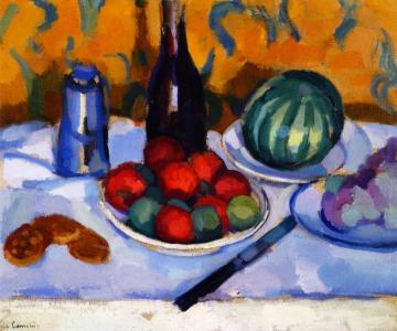 Still LIfe with Melon and three Gateaux Artwork by Charles Camoin