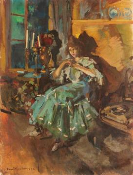 Ballerina in a Green Dress Artwork by Constantin Alexeevich Korovin