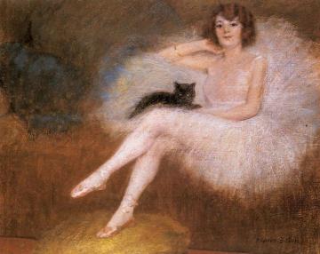 Ballerina With A Black Cat Artwork by Pierre Carrier-Belleuse