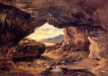 The Cave in a Cliff near Granville Artwork by Théodore Rousseau