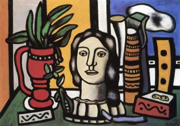 A Statuette and a Red Vase Artwork by Fernand Léger
