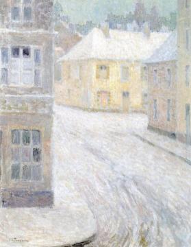 Old Houses in the Snow, rue Petigny Artwork by Henri Le Sidaner