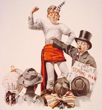 The Circus Barker Artwork by Norman Rockwell
