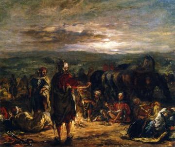 An Arab Camp At Night Artwork by Eugène Delacroix
