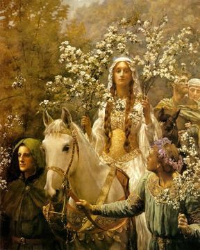 Queen Guinevre's Maying Artwork by John Maler Collier