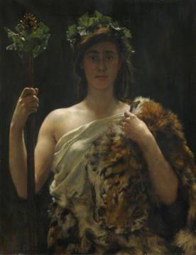 Young Girl Draped in a Tiger Skin Artwork by John Maler Collier