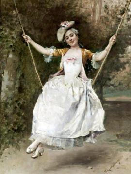 Girl on a Swing Artwork by Raimundo de Madrazo y Garreta