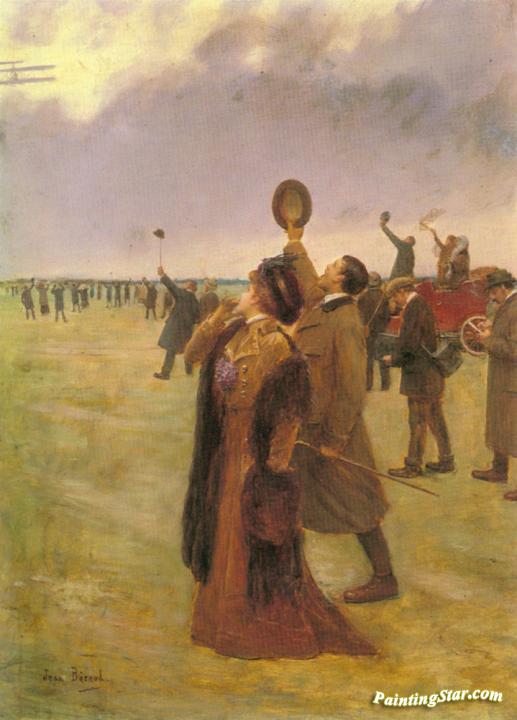 Envol d'un Biplan Artwork by Jean Georges Beraud