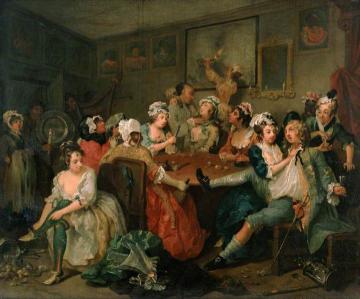 A Rake's Progress: 3.  The Rake At The Rose Tavern Artwork by William Hogarth