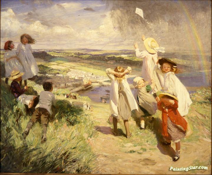 Flying a kite Artwork by Dame Laura Knight