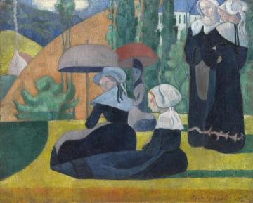 Breton women with parasols Artwork by Émile Bernard
