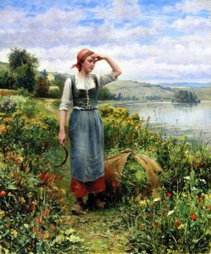 A Field of Flowers Artwork by Daniel Ridgway Knight