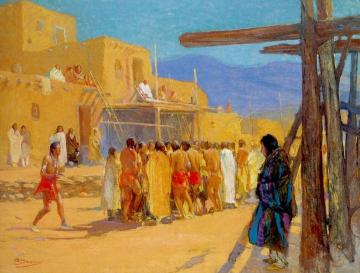 Dance At The Pueblo Artwork by Oscar Berninghaus