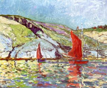 Sailboats off the Coast Artwork by Maxime Maufra