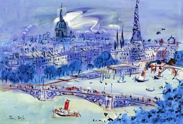 The Seine At Pont Du Carousel Artwork by Jean Dufy