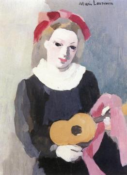 Girl with a Guitar Artwork by Marie Laurencin