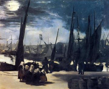 Moonlight over Boulogne Harbor Artwork by Edouard Manet