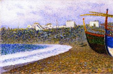 Boats on the Shore Artwork by Theo van Rysselberghe
